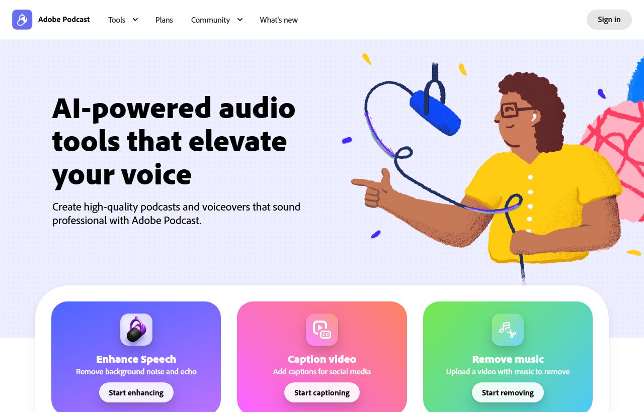 Adobe Podcast website