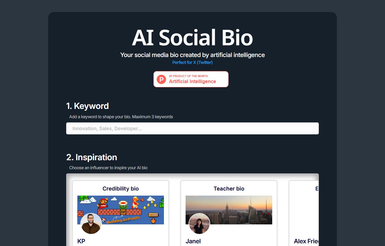AI Social Bio preview