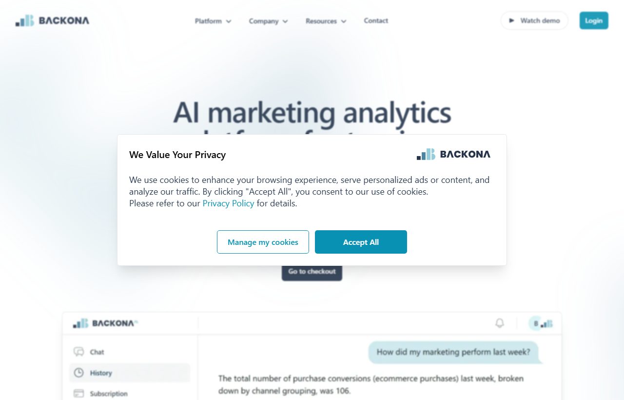 Backona AI website