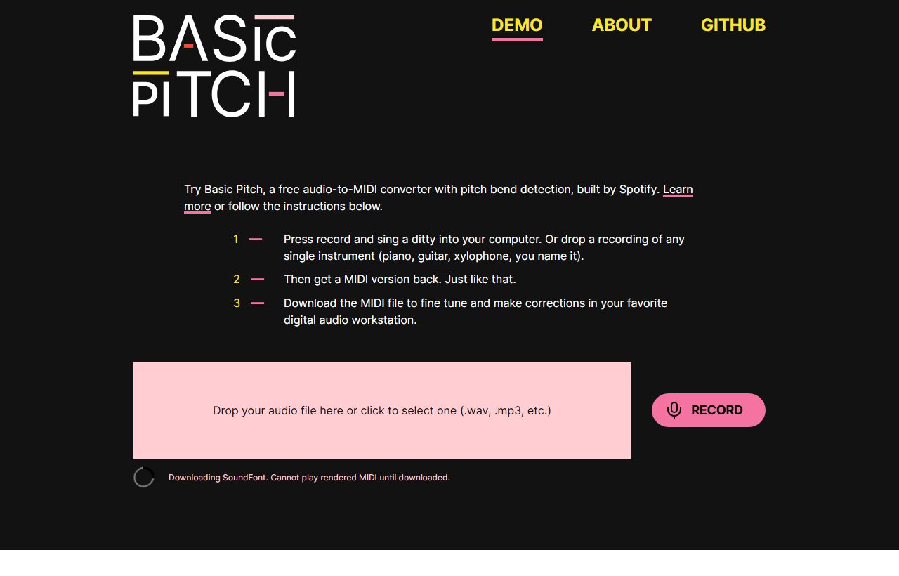 Basic Pitch website