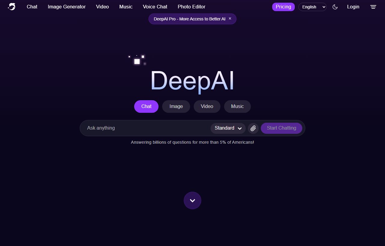 DeepAI Text Generator website