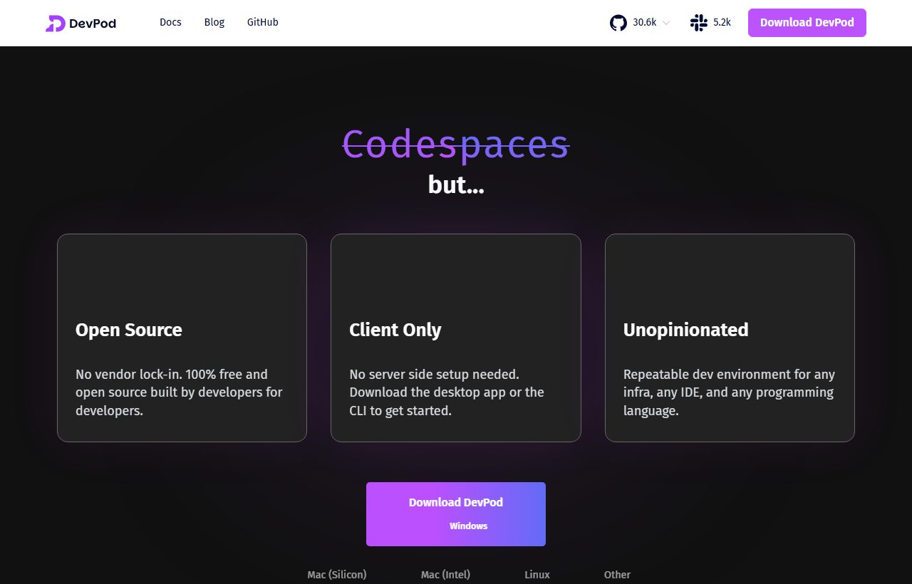 DevPod website