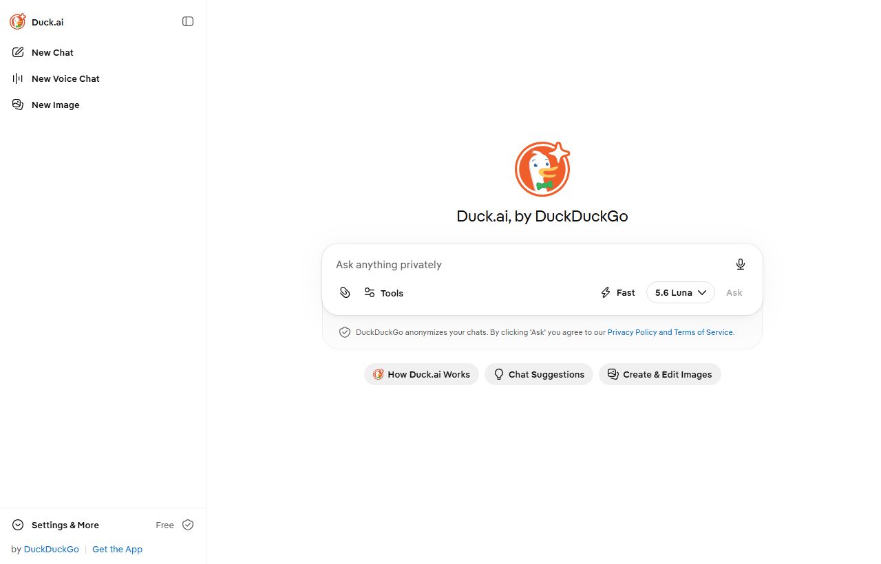 Duck.ai website