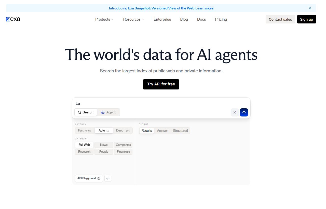 Exa AI preview