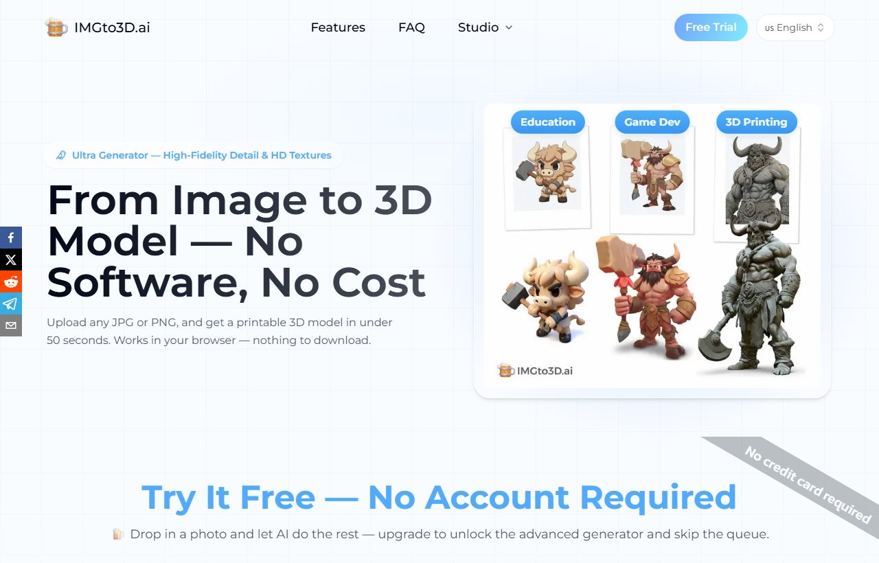 Free AI 3D Model Generator website