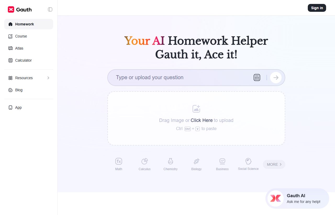 Gauth AI website