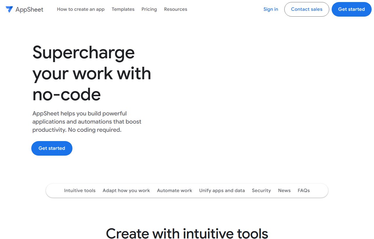 Google AppSheet website