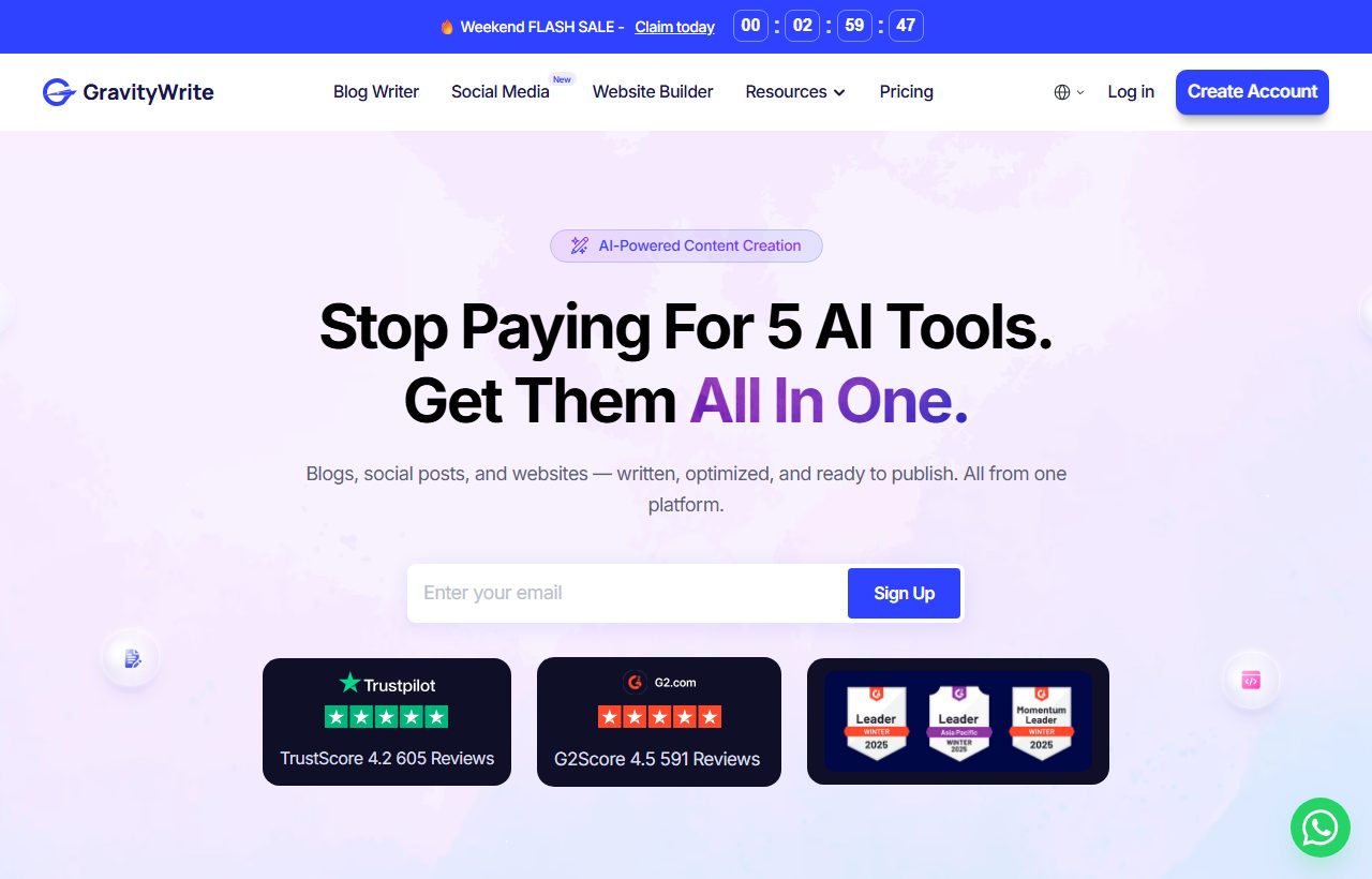 GravityWrite website