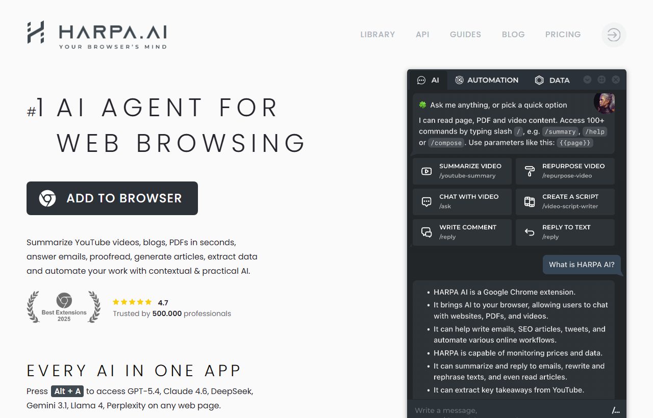HARPA AI website