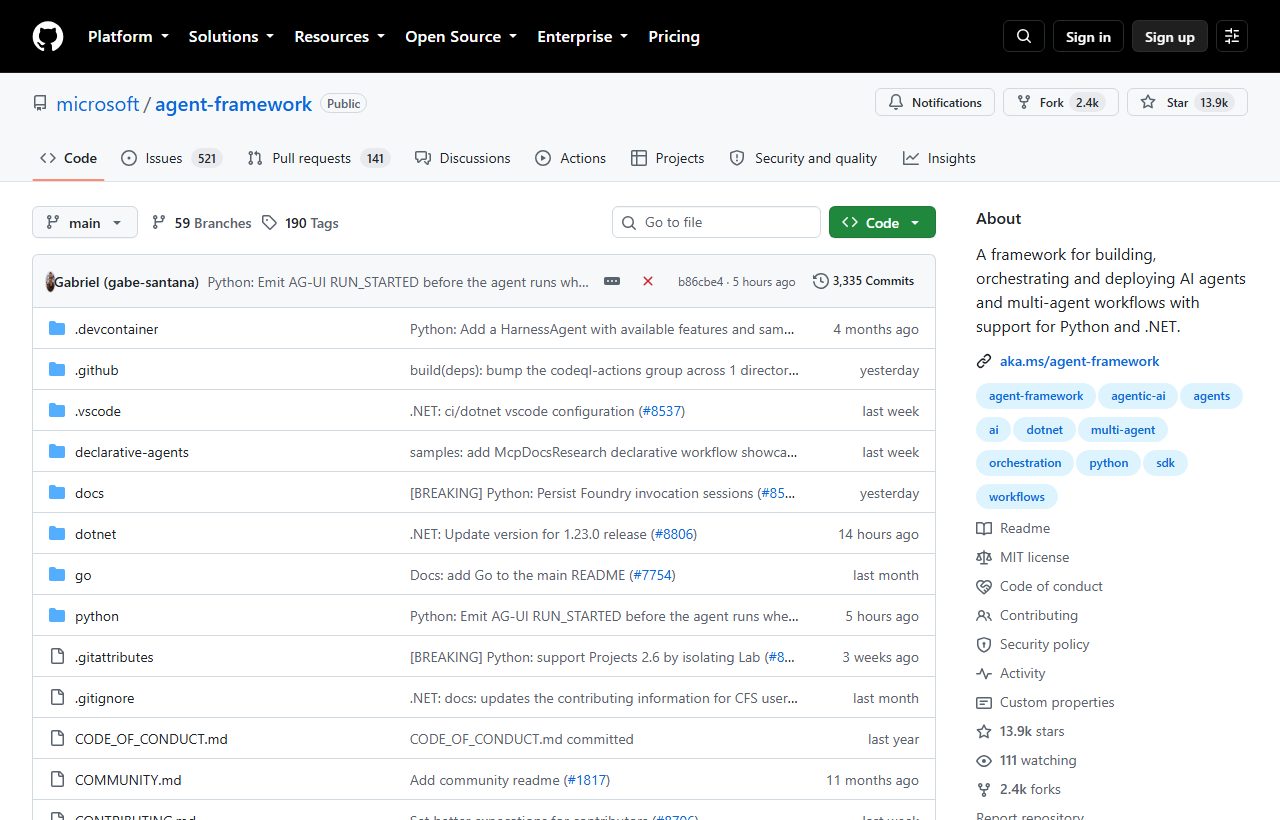 Microsoft Agent Framework website