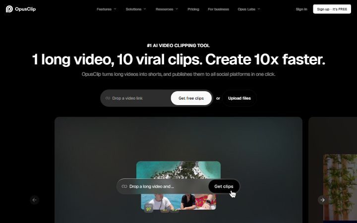 Opus Clip website