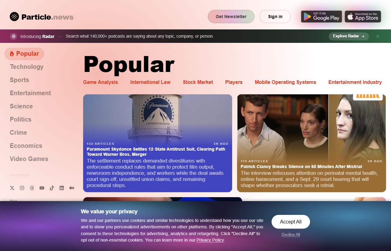 Particle website