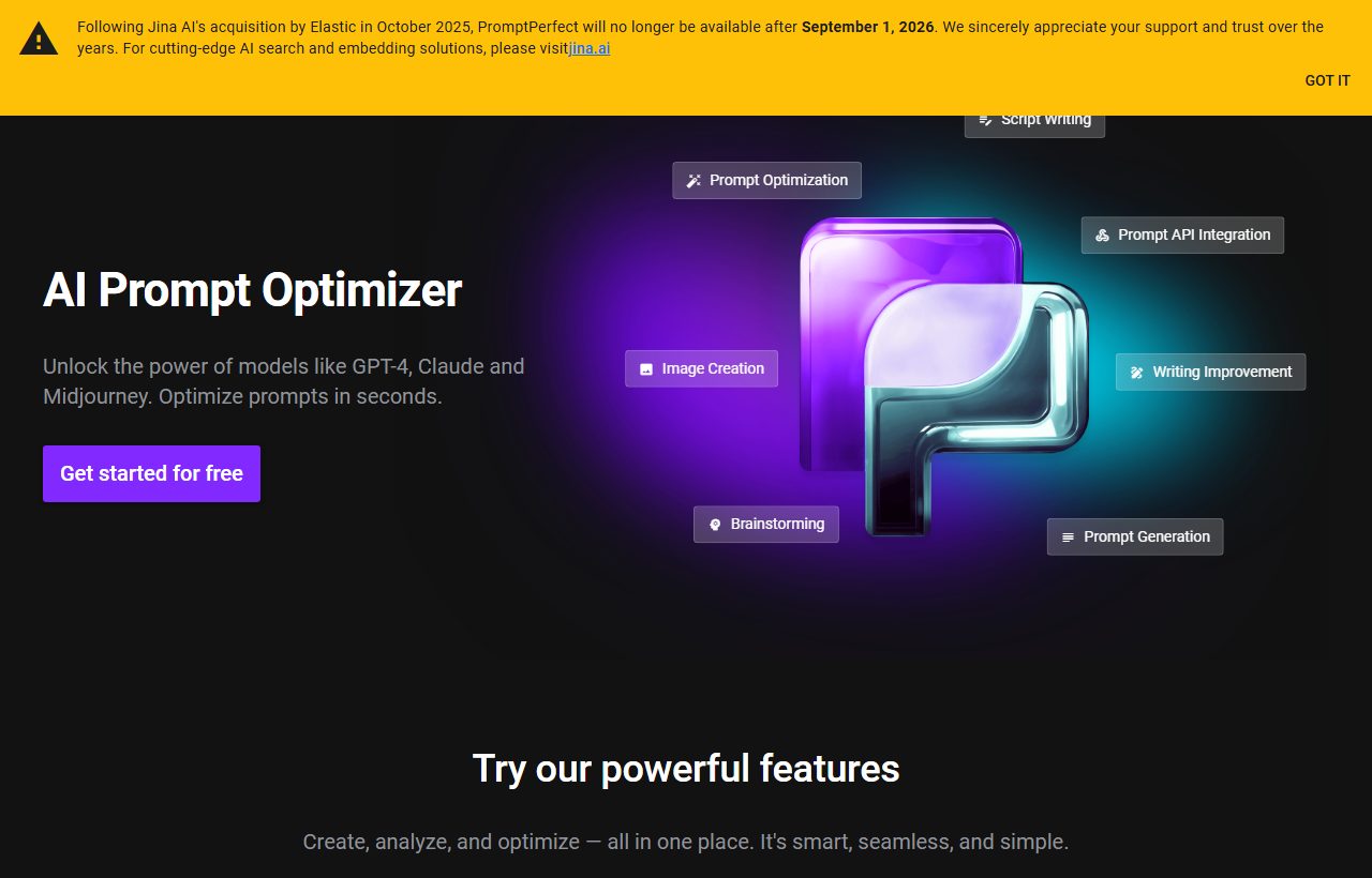 PromptPerfect website
