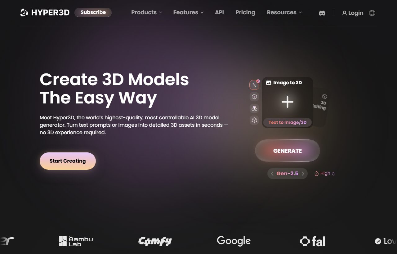 Rodin AI website