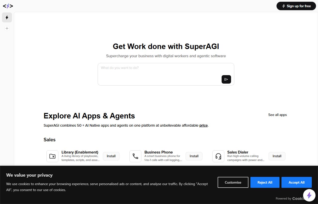 SuperAGI website
