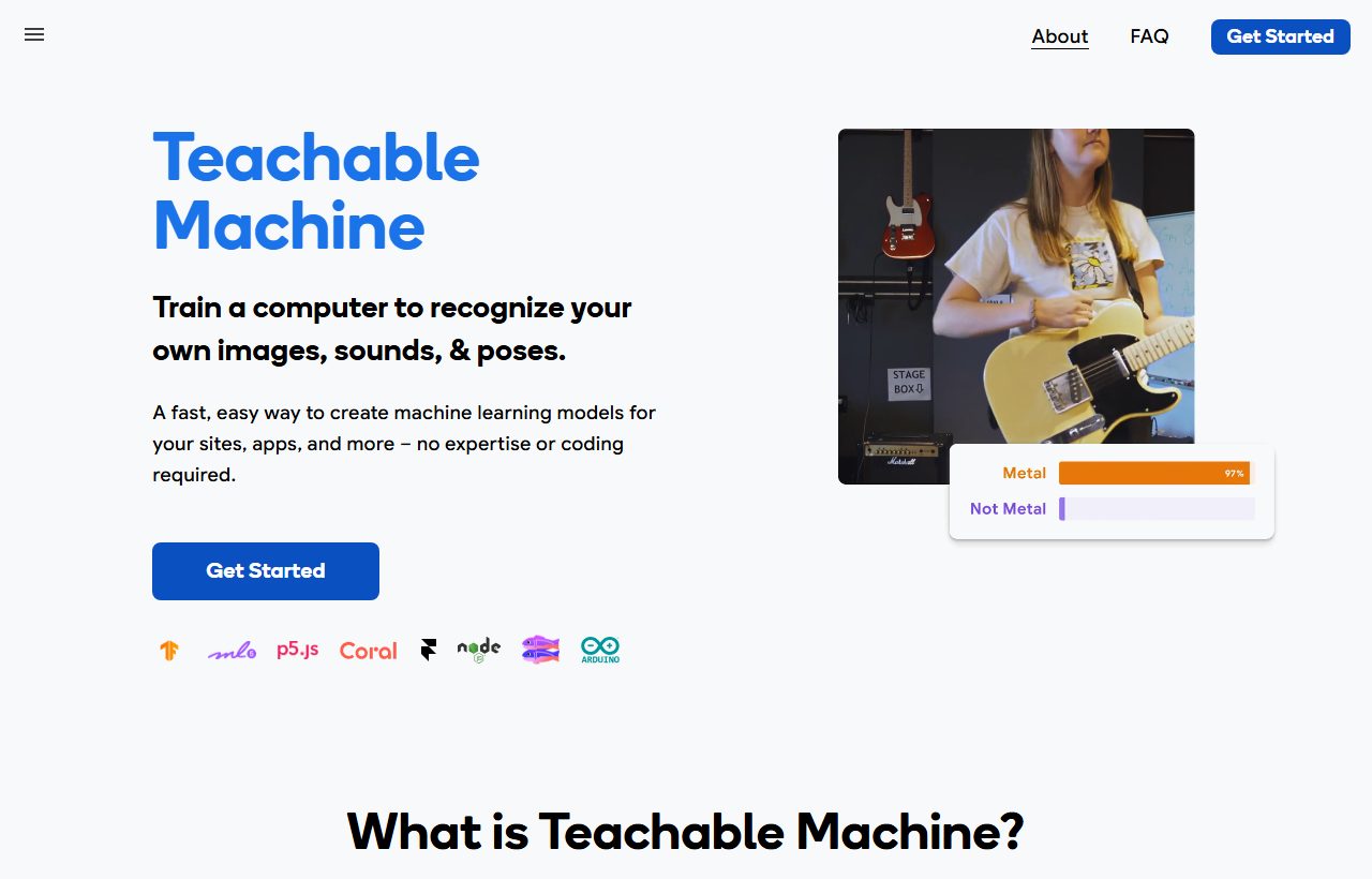 Teachable Machine website