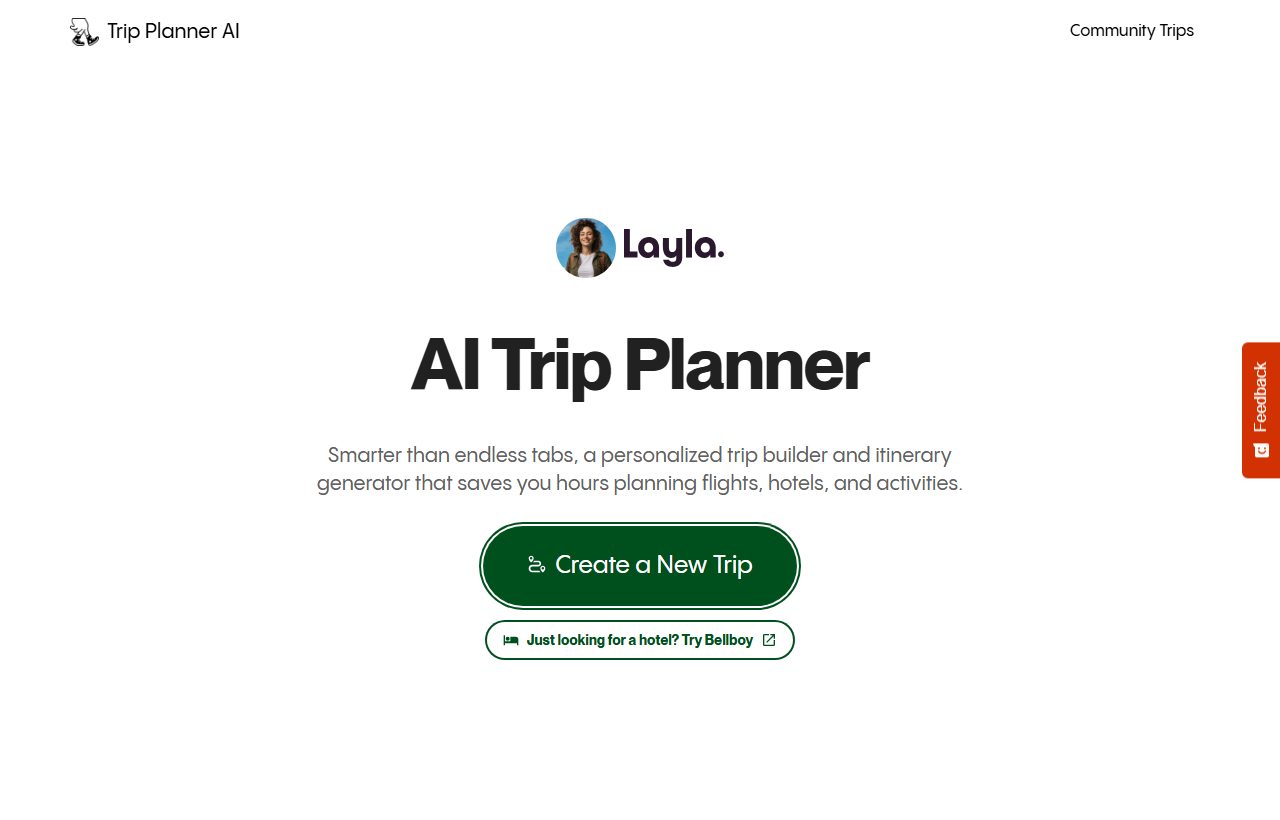 Trip Planner AI website