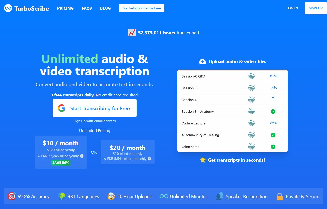 TurboScribe website