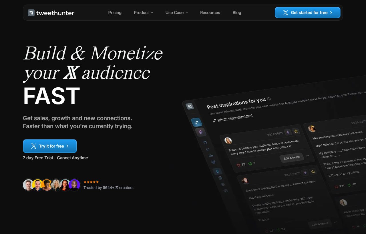 Tweet Hunter website