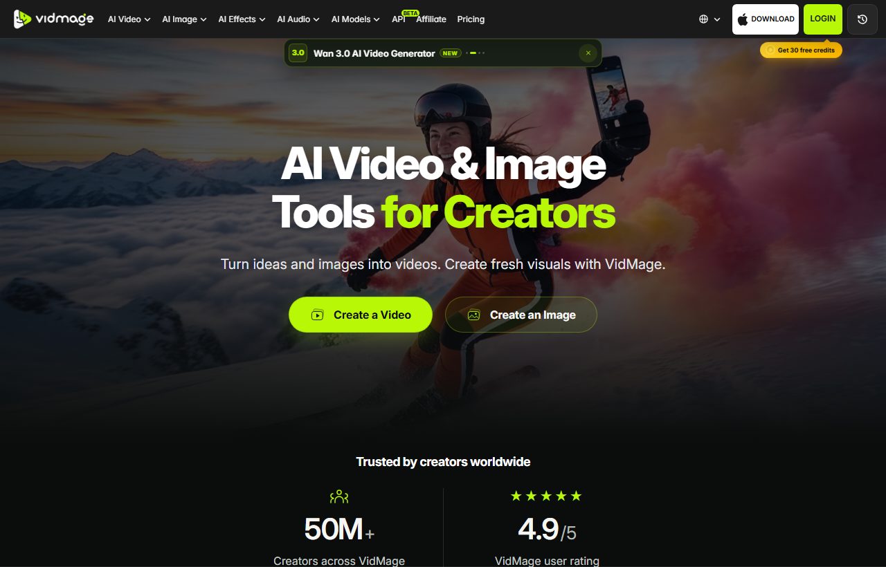 Vidmage AI website