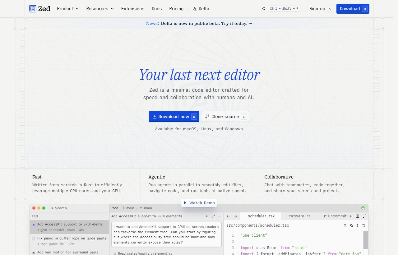 Zed website