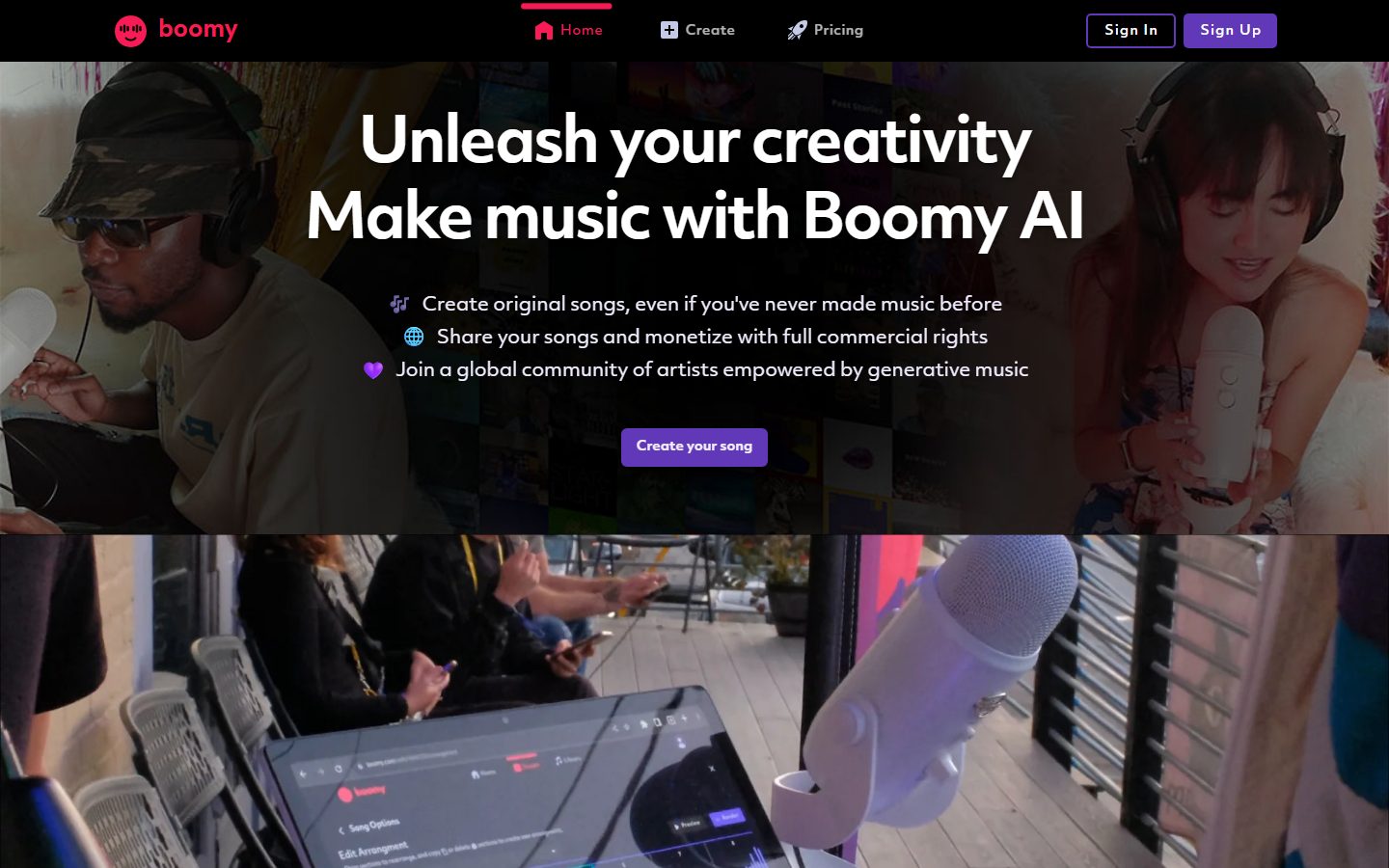 Boomy: Boomy homepage