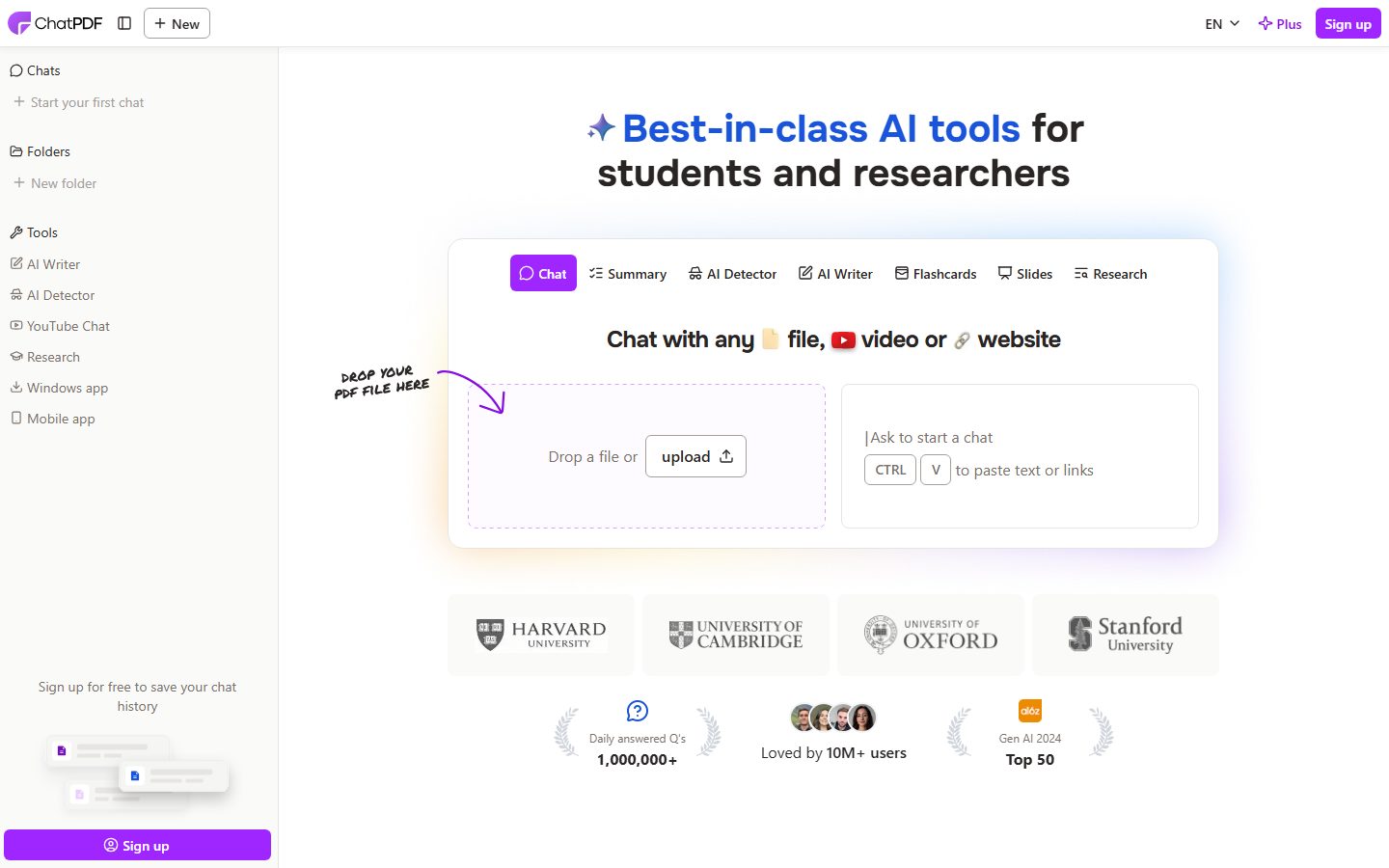 ChatPDF website