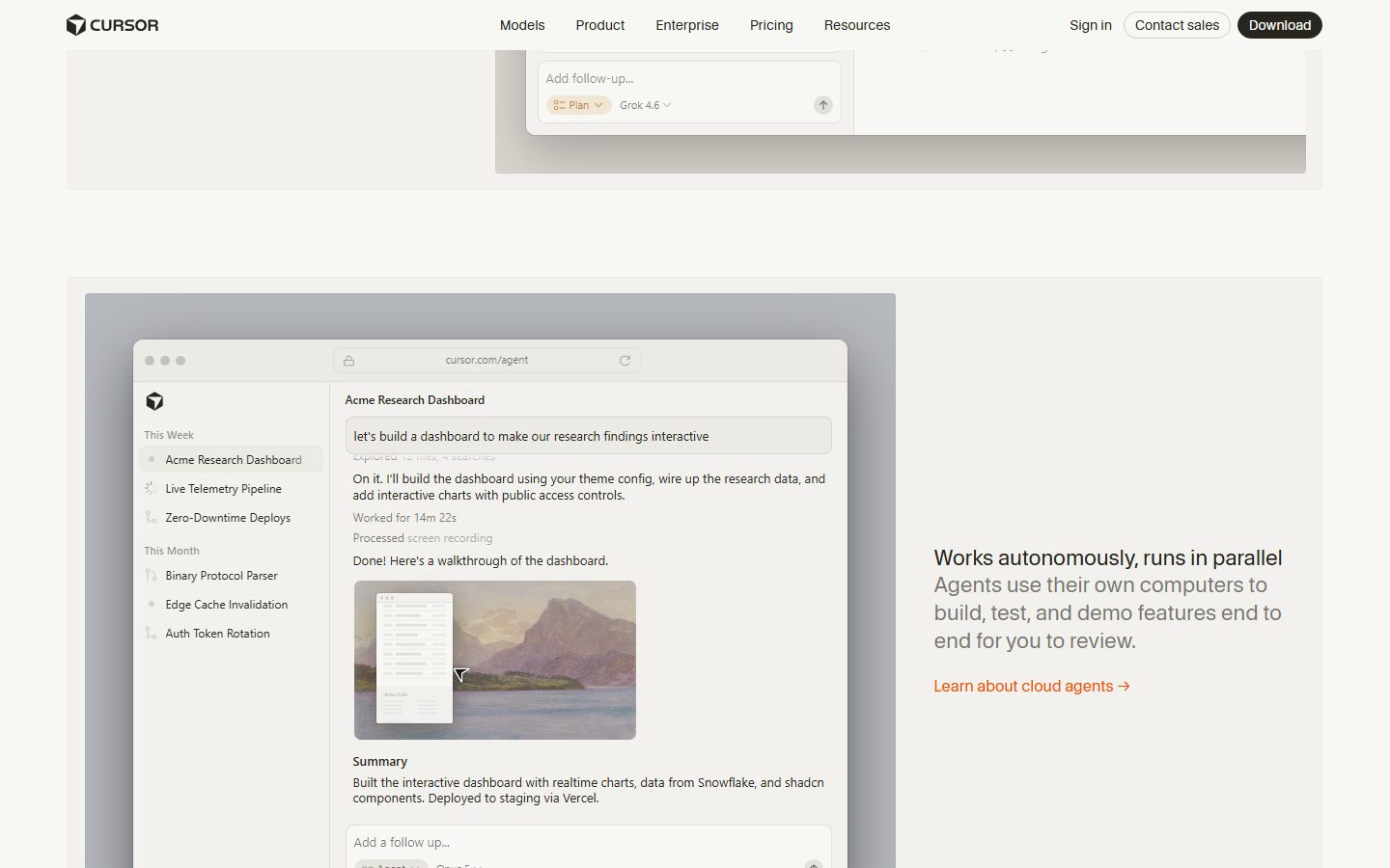 Cursor: Cursor cloud agents working in parallel