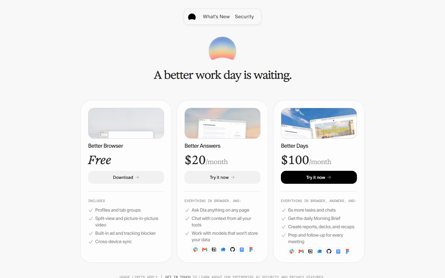 Dia Browser: Dia Browser pricing plans