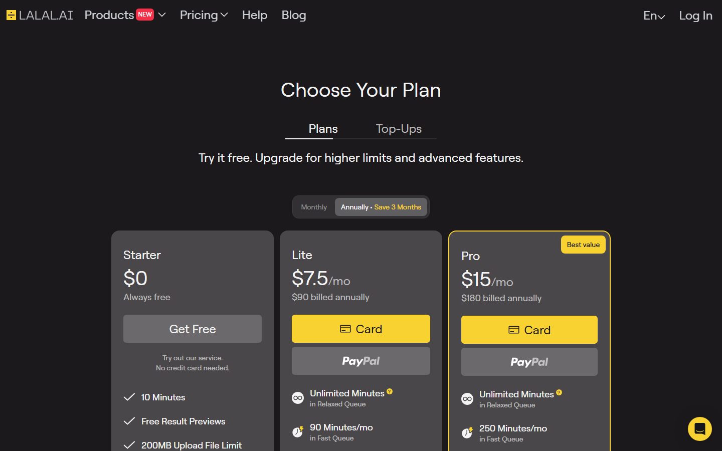 LALAL.AI: LALAL.AI pricing plans