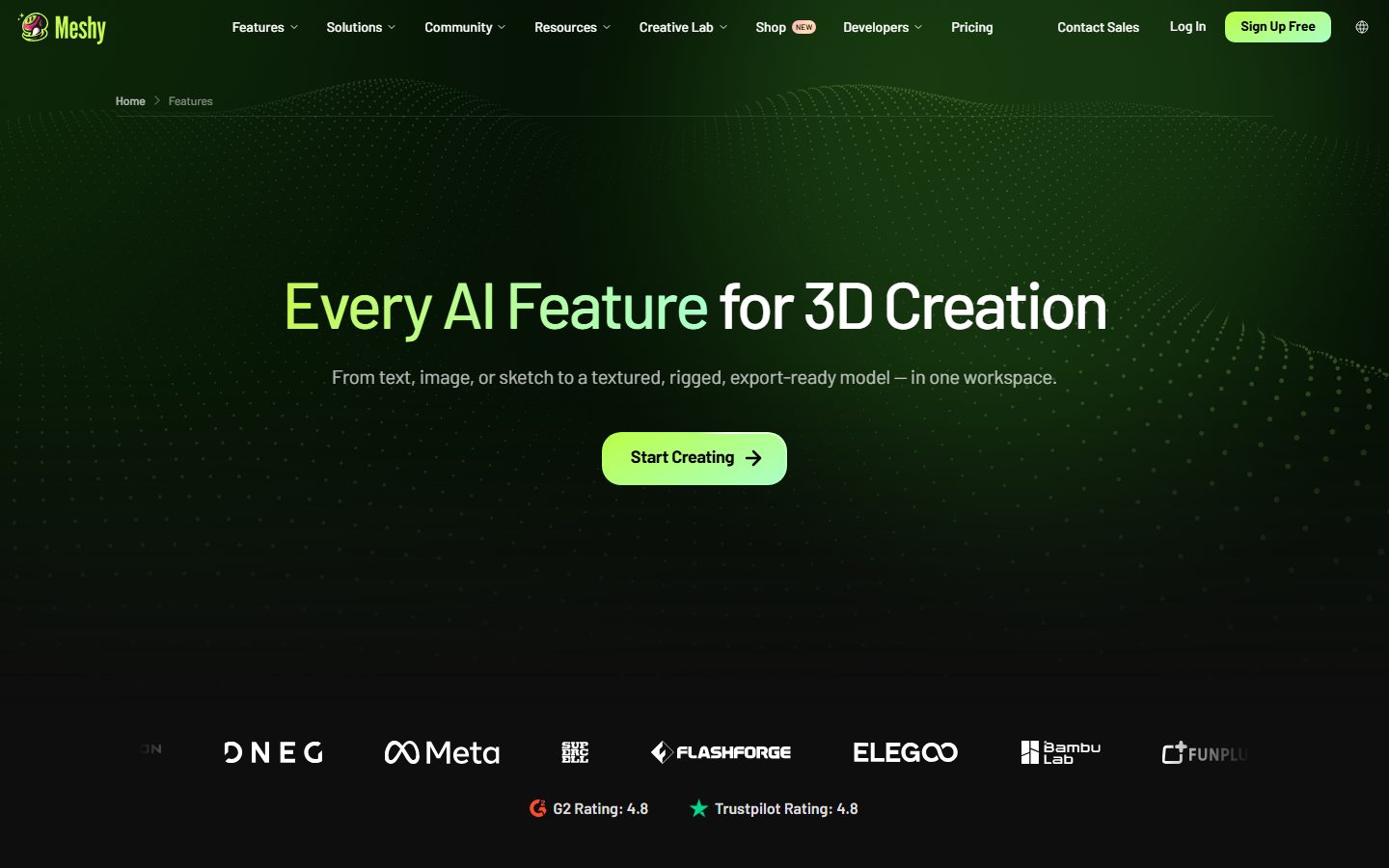 Meshy: Meshy product pages