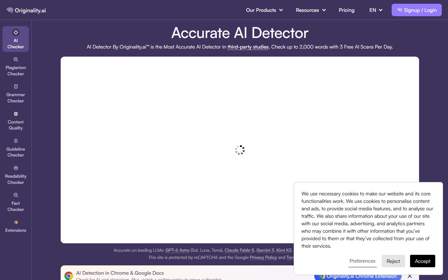 Originality.ai: Originality.ai homepage