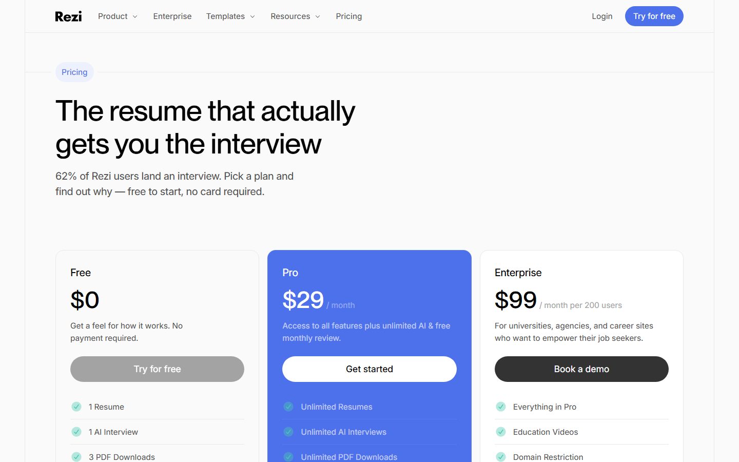 Rezi: Rezi pricing plans