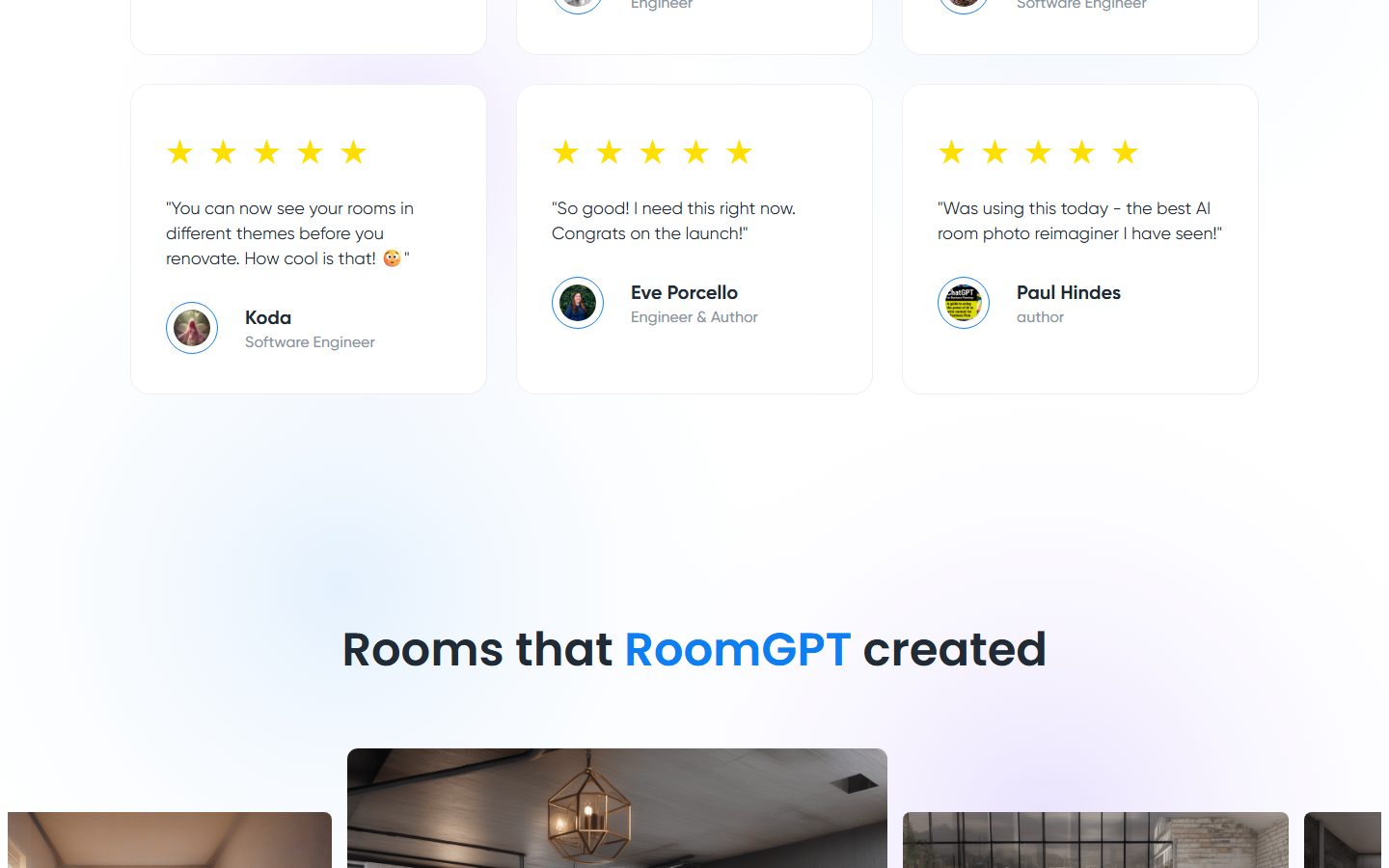 RoomGPT: RoomGPT homepage, further down