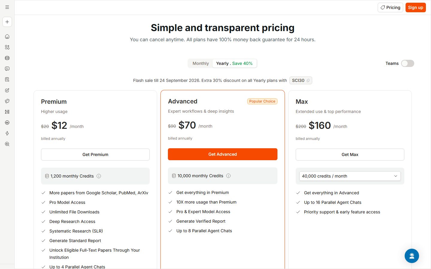 SciSpace: SciSpace pricing plans