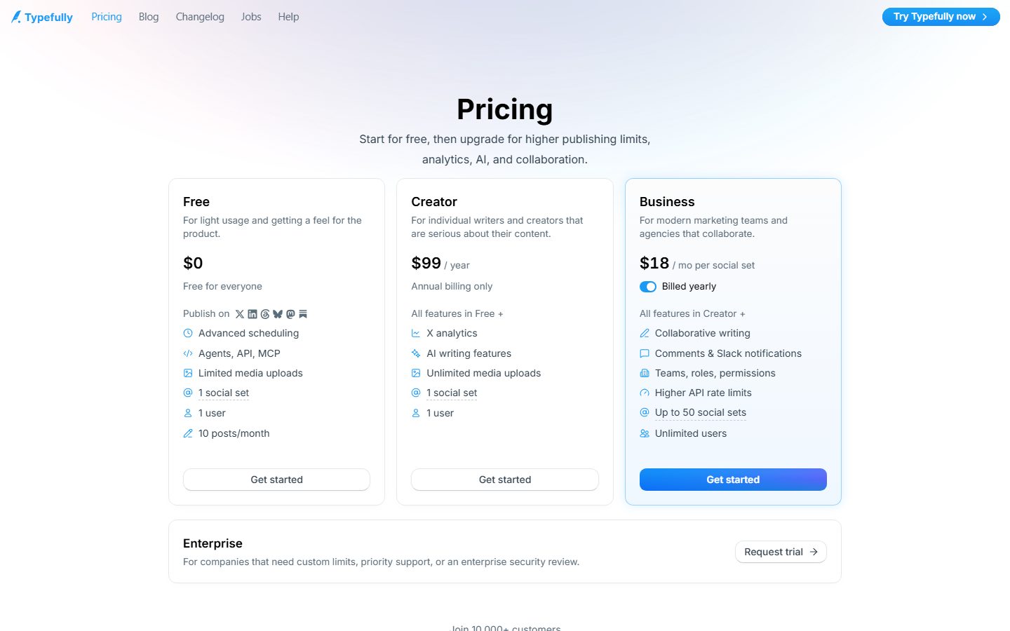 Typefully: Typefully pricing plans