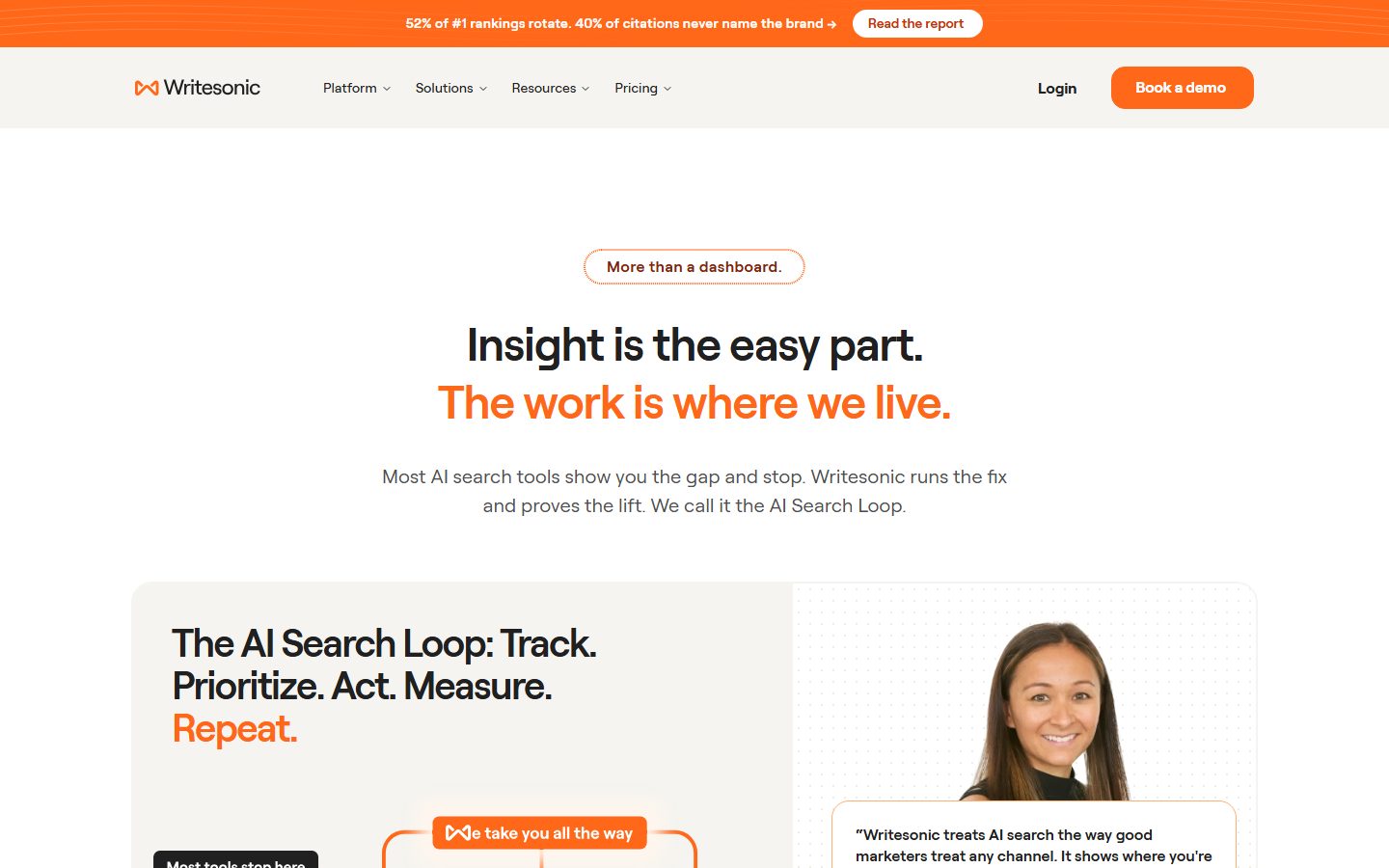Writesonic: Writesonic homepage, further down